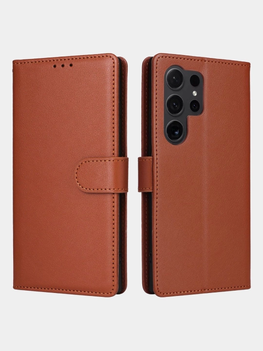 Чехол с подставкой для Samsung Galaxy S21/S22/S23/S24/S25/S26 Ultra PU кожа + Soft TPU