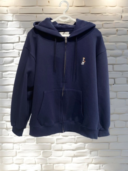 Hudi uniseks oversize LABASIC flisli chaqmoq, ko‘k (Koreya)