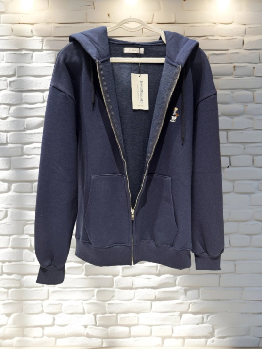 Hudi uniseks oversize LABASIC flisli chaqmoq, ko‘k (Koreya)