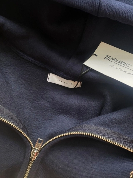 Hudi uniseks oversize LABASIC flisli chaqmoq, ko‘k (Koreya)