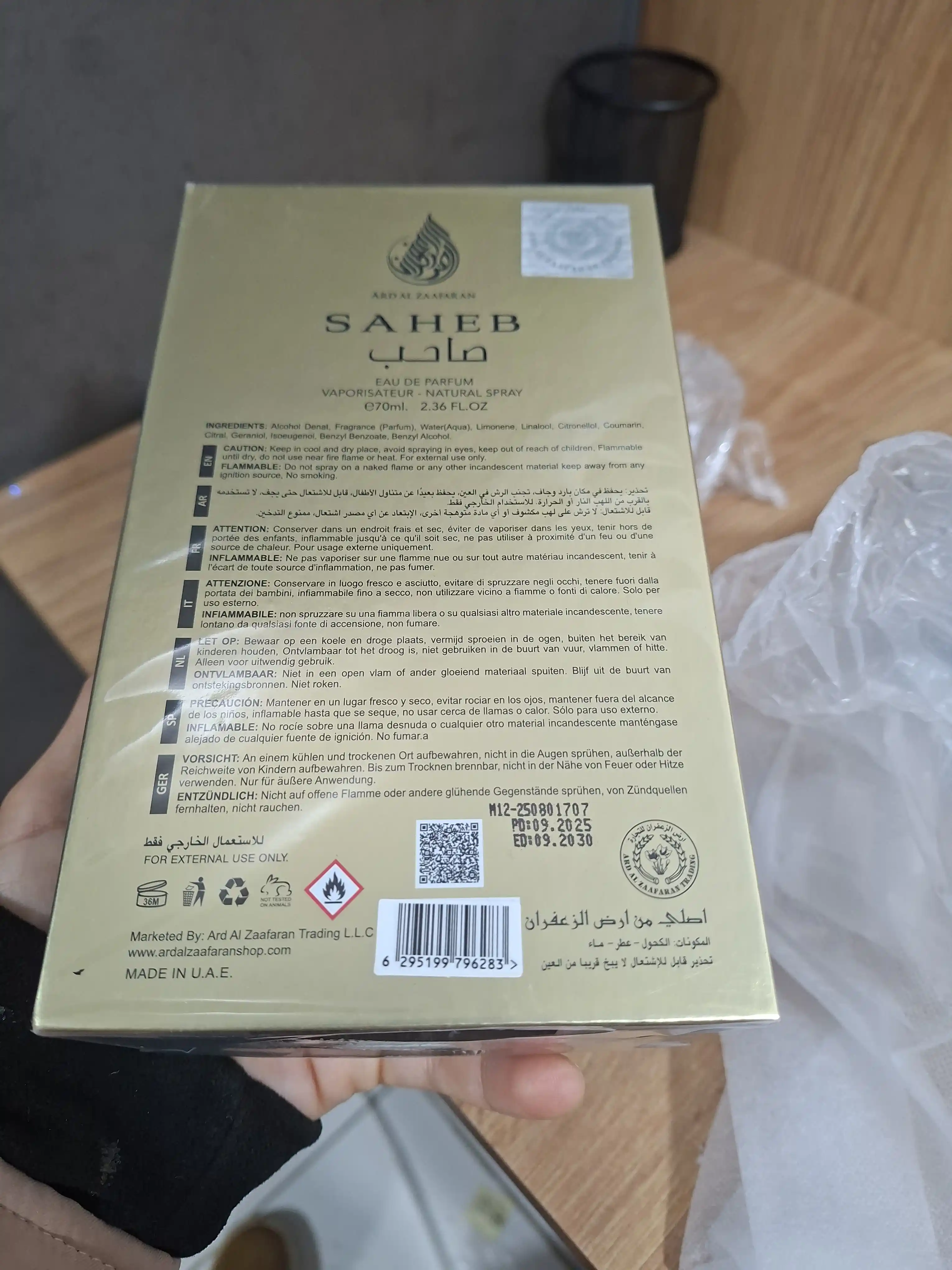Erkaklar uchun parfyumlangan suv Saheb, 70 ml