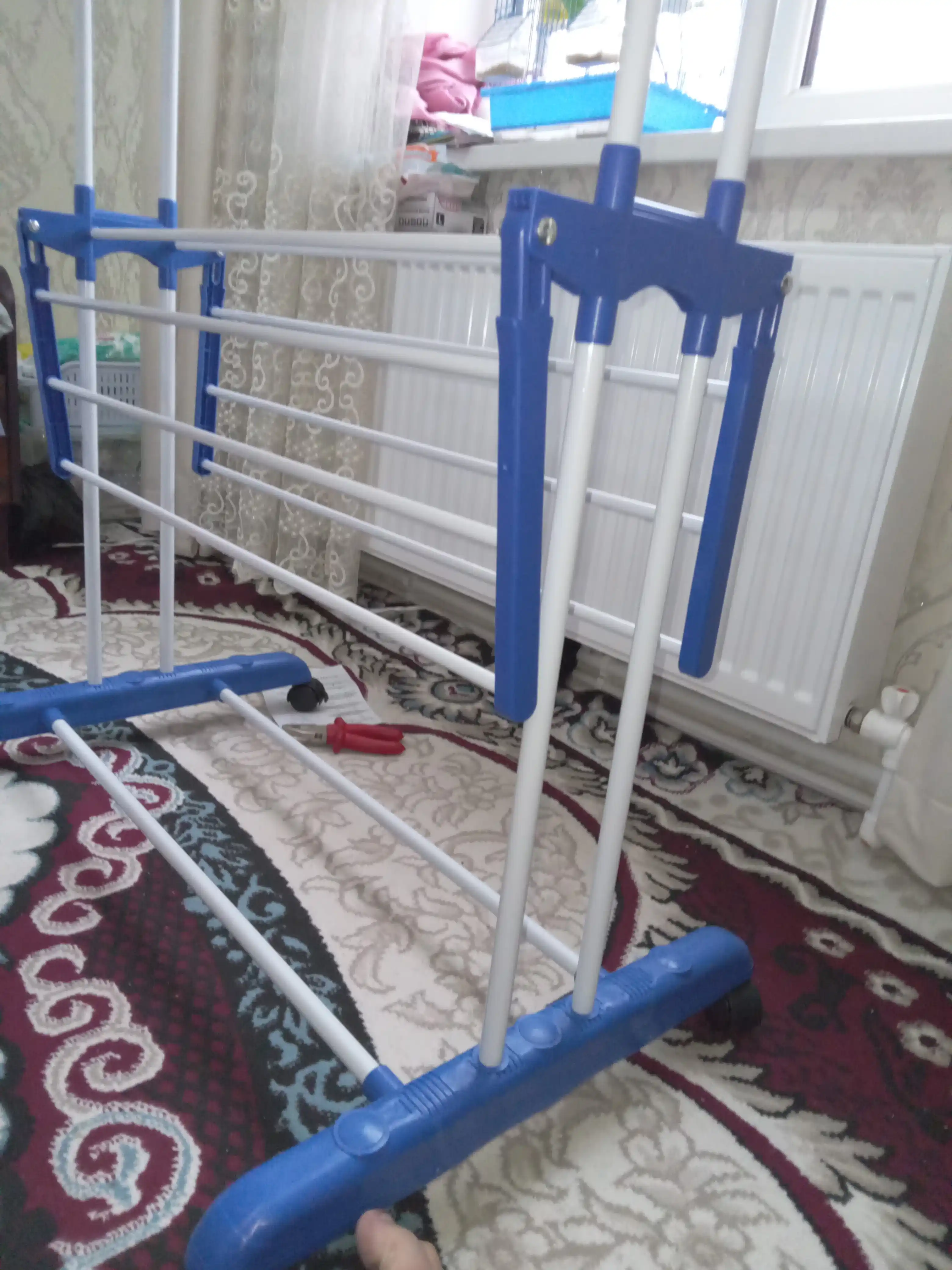 Напольная сушилка для белья на колёсиках — 3 яруса, складная, 40 кг