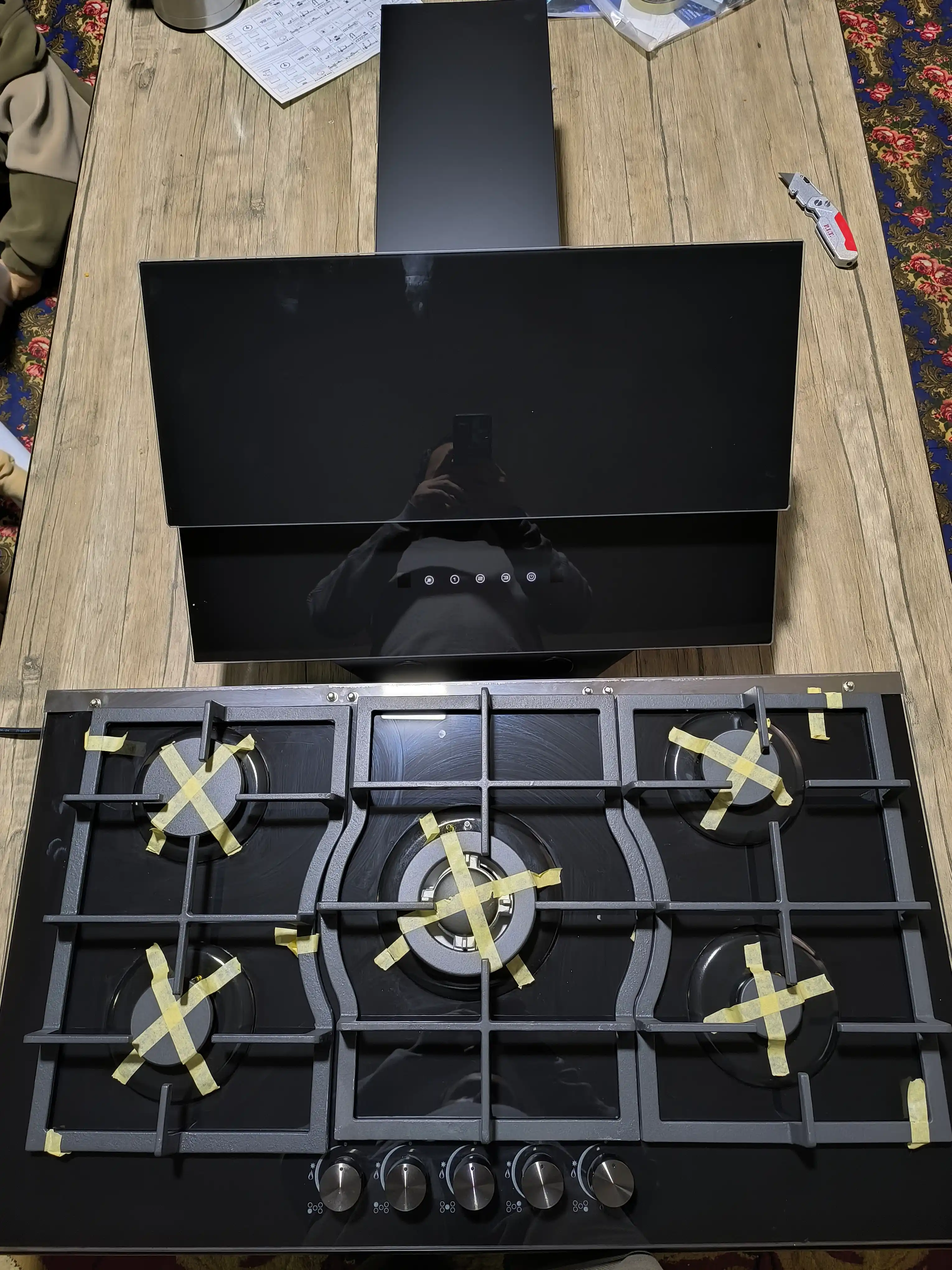 Газовая варочная панель Vitech GB9017GB / GB7001SS / GB7610GB, 5 конфорок, WOK-конфорка