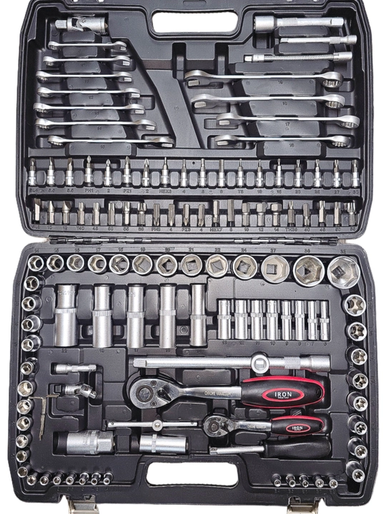 IRON 125 PCS asboblar to‘plami - professional bosh va kalitlar to‘plami