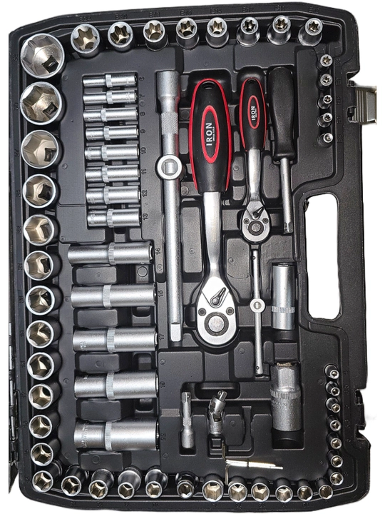 IRON 125 PCS asboblar to‘plami - professional bosh va kalitlar to‘plami