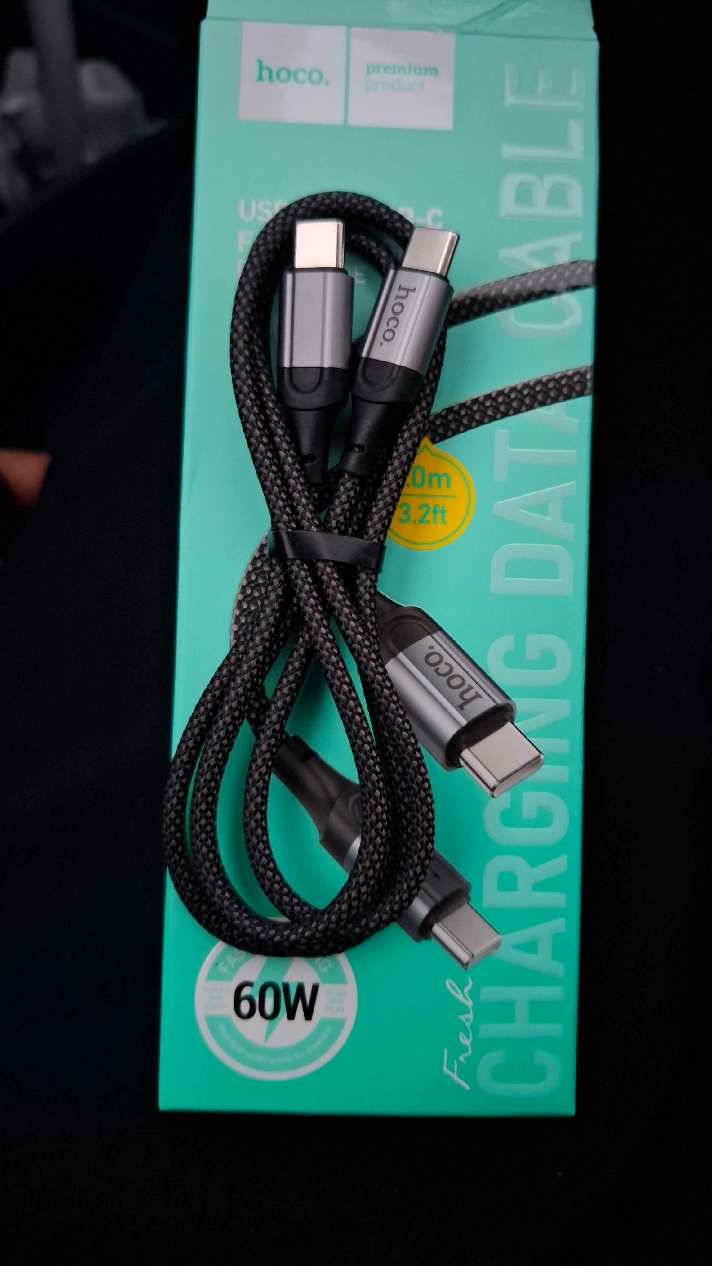 USB-C dan Type-C PD kabel 60W neylon alyuminiy 1metr noutbuk planshet telefon uchun