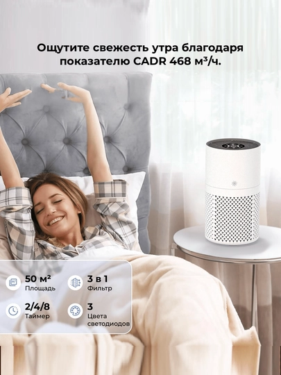 Havo tozalagich KJ402F, HEPA H13, 50-60 m², 468 m³/h CADR, past shovqin, telefonga ulanadi 5