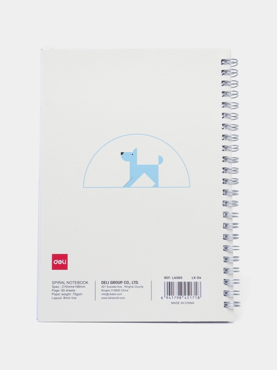Блокнот спиральный Deli ELA560, серия Poligon Animals, A5, 60 листов, 70 г/м²