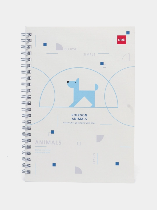 Блокнот спиральный Deli ELA560, серия Poligon Animals, A5, 60 листов, 70 г/м² - 
