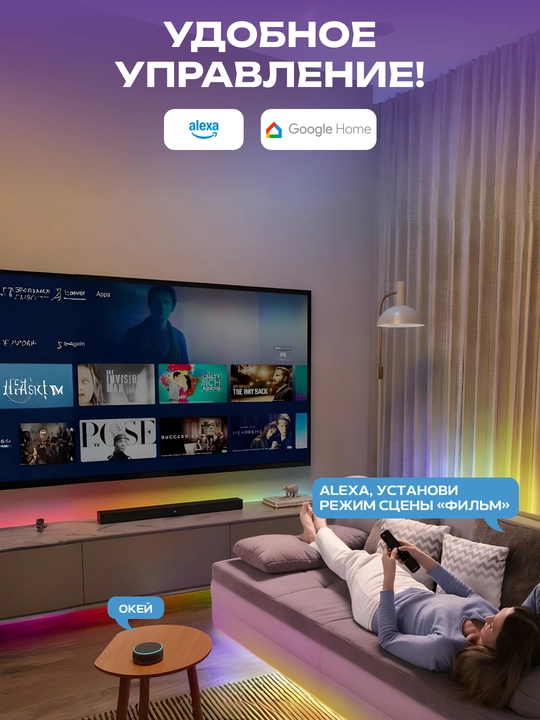 LED lenta, aqlli, Govee H619A3D1 RGBIC Basic Wi-Fi + Bluetooth, uzunligi 5, 10 metr