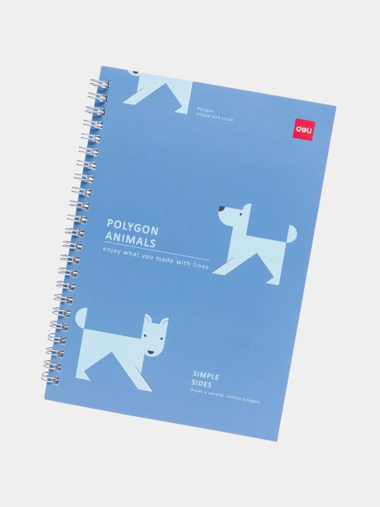 Блокнот спиральный Deli ELA560, серия Poligon Animals, A5, 60 листов, 70 г/м²
