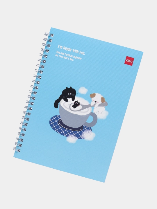 Блокнот спиральный Deli ELA560 Happy with you, A5, 60 листов, 70 г/м²