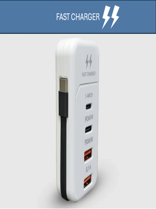 2 портами PD + 2 портами USB/многопортовой быстрой зарядкой мощностью 60 Вт