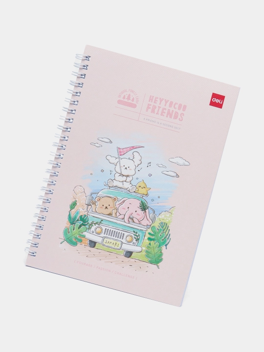 Spiral bog‘lamli bloknot A5 — 60 varaq, 70 gsm, ELA560 (Heyyocoo friends)