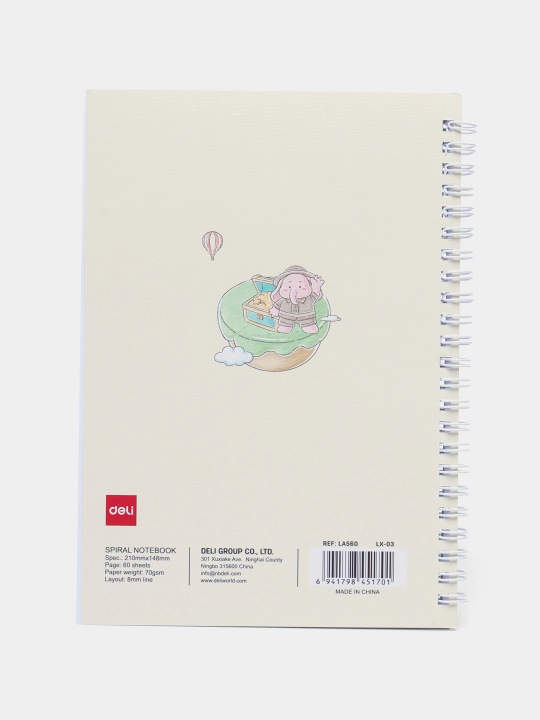 Spiral bog‘lamli bloknot A5 — 60 varaq, 70 gsm, ELA560 (Heyyocoo friends)