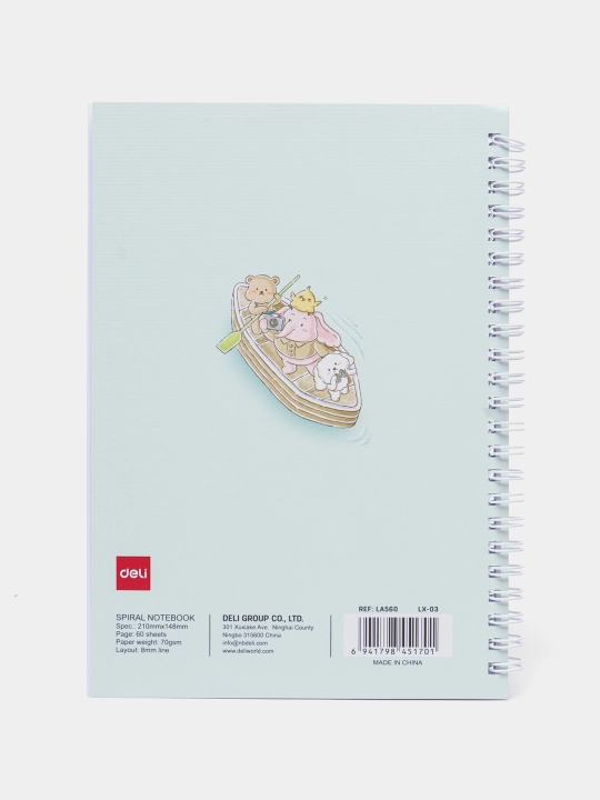 Spiral bog‘lamli bloknot A5 — 60 varaq, 70 gsm, ELA560 (Heyyocoo friends)