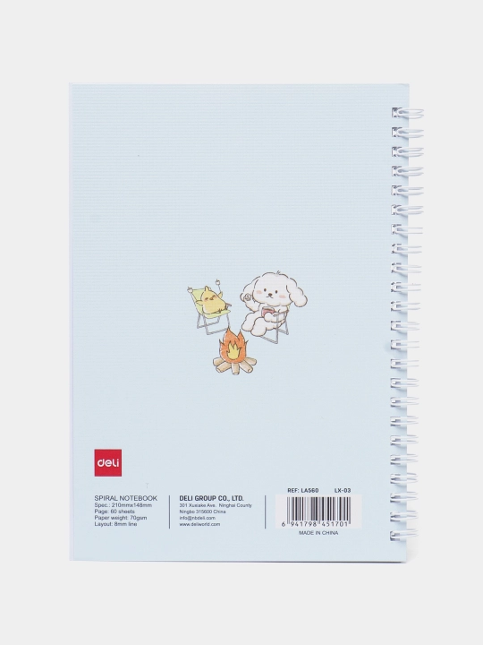 Spiral bog‘lamli bloknot A5 — 60 varaq, 70 gsm, ELA560 (Heyyocoo friends)