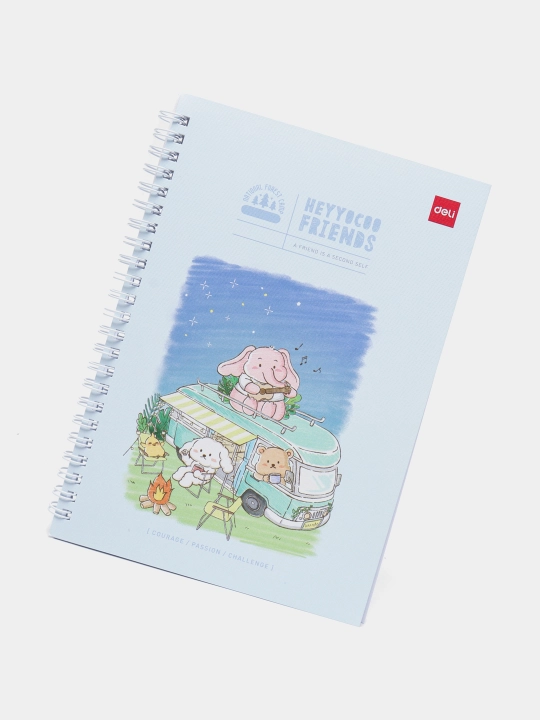 Spiral bog‘lamli bloknot A5 — 60 varaq, 70 gsm, ELA560 (Heyyocoo friends)
