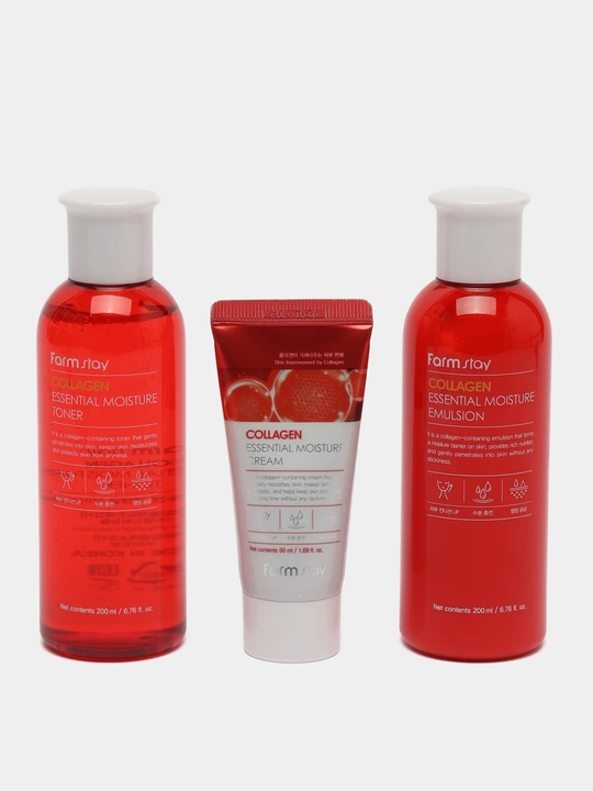 Yuz uchun to'plam, FarmStay, Collagen, Hyaluronic acid, 3 set