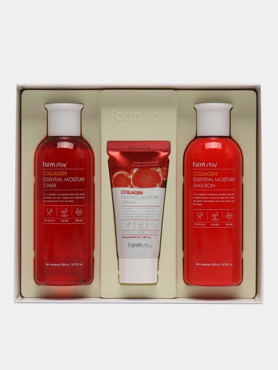 Yuz uchun to'plam, FarmStay, Collagen, Hyaluronic acid, 3 set