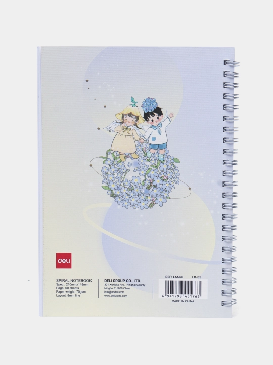 Spiralsimon bloknot, A5, 60 sheets, 70 gsm ELA560 (Flower planet)