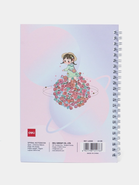 Spiralsimon bloknot, A5, 60 sheets, 70 gsm ELA560 (Flower planet)