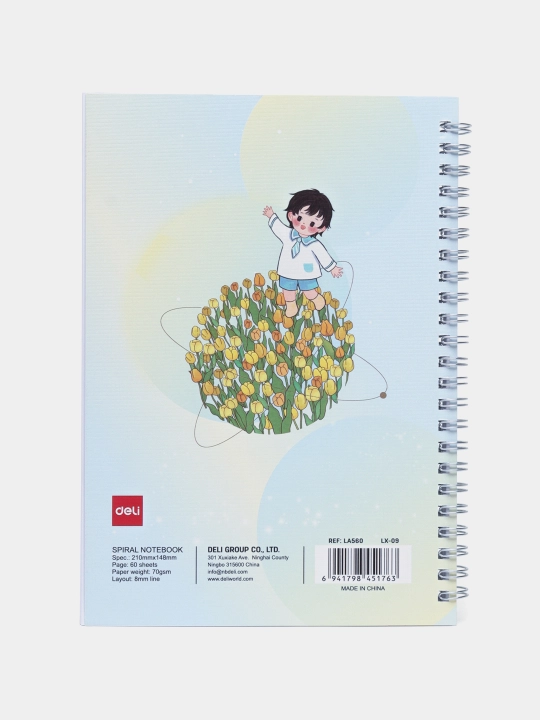 Spiralsimon bloknot, A5, 60 sheets, 70 gsm ELA560 (Flower planet)