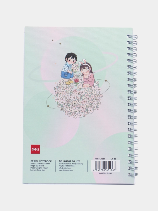 Spiralsimon bloknot, A5, 60 sheets, 70 gsm ELA560 (Flower planet)