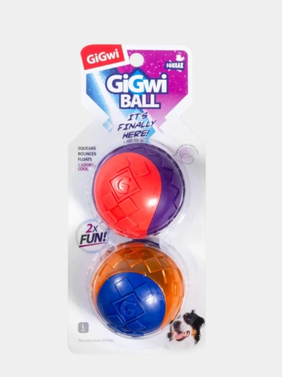 Gigwi игрушка для собак два мяча с пищалкой, серия GiGwi BALL
