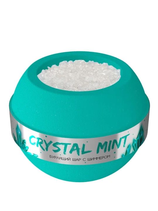 Бомбочка с шиммером и морской солью Crystal Mint, Blue, Pink, 210 гр, Fabrik Cosmetology