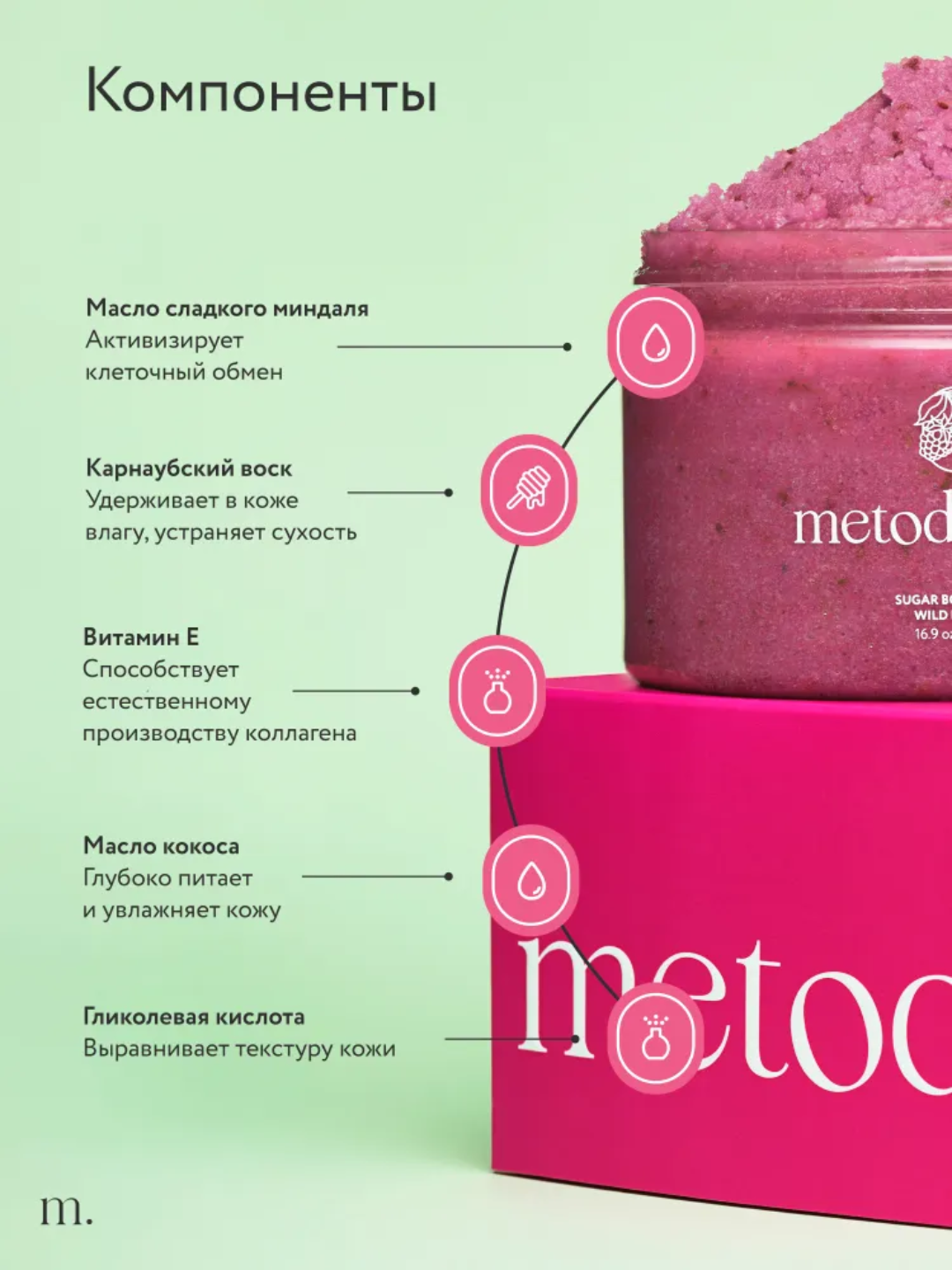 Скраб-детокс Metodologia для тела арбуз, драгонфрукт, шоколадное печенье, ягоды 480 гр