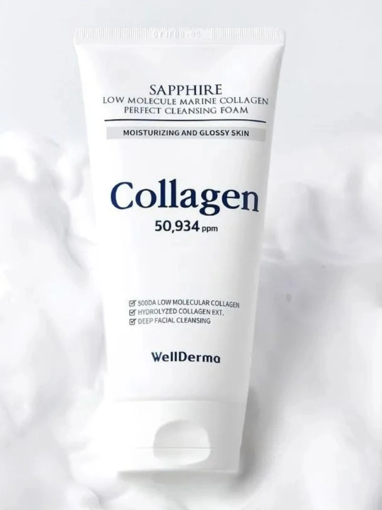 WellDerma Sapphire yuvish penkasi, dengiz kollageni bilan, 150 ml
