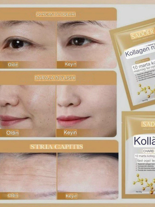 Collagen Crystal Facial Mask Yuz uchun niqob namlantiruvchi kalagenga boy maska