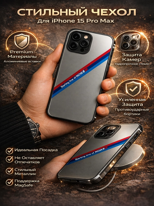 IPhone 16 15 14 13 12 11 uchun BMW g‘ilofi (Minimalistik va did bilan) - 