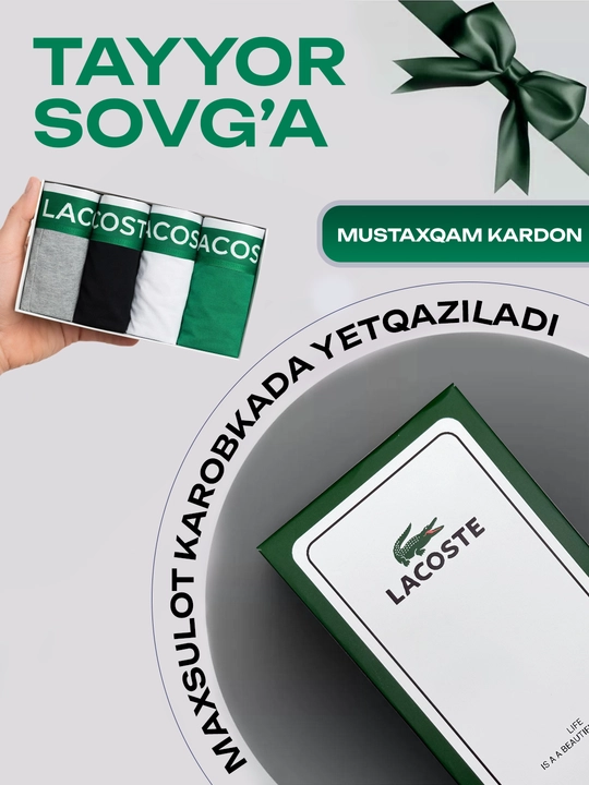 Erkaklar trusiklari,sport va kundalik uchun 93%paxtadan tayyorlangan, 1 va 4 dona to‘plam