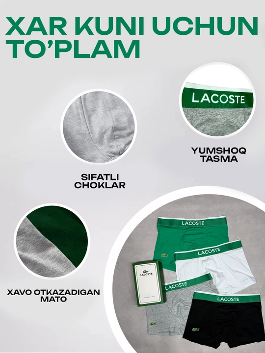 Erkaklar trusiklari,sport va kundalik uchun 93%paxtadan tayyorlangan, 1 va 4 dona to‘plam