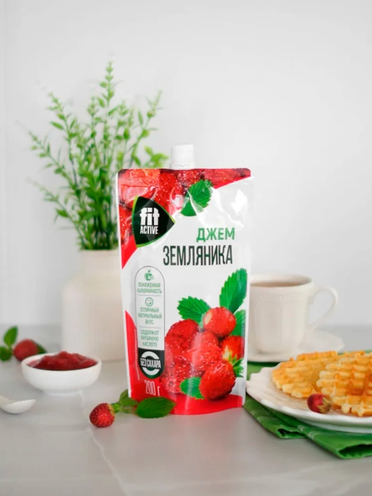 Низкокалорийный джем Fit Active, без сахара, 200 г (разные вкусы) - 