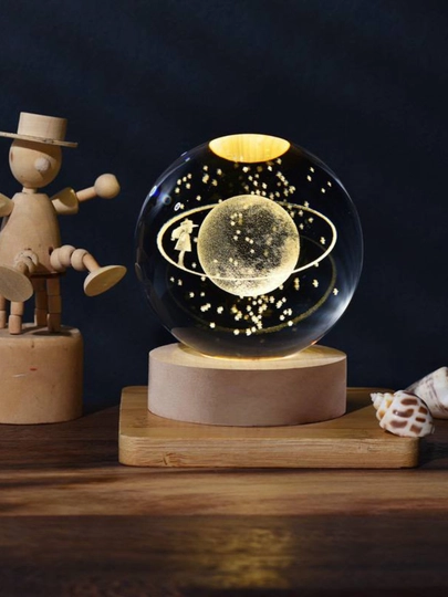 Хрустальный шар-ночник 3D, антистресс, настольный стеклянный светильник, 6 см — SVETL00-SVETILNIK12-ГОЛУБ