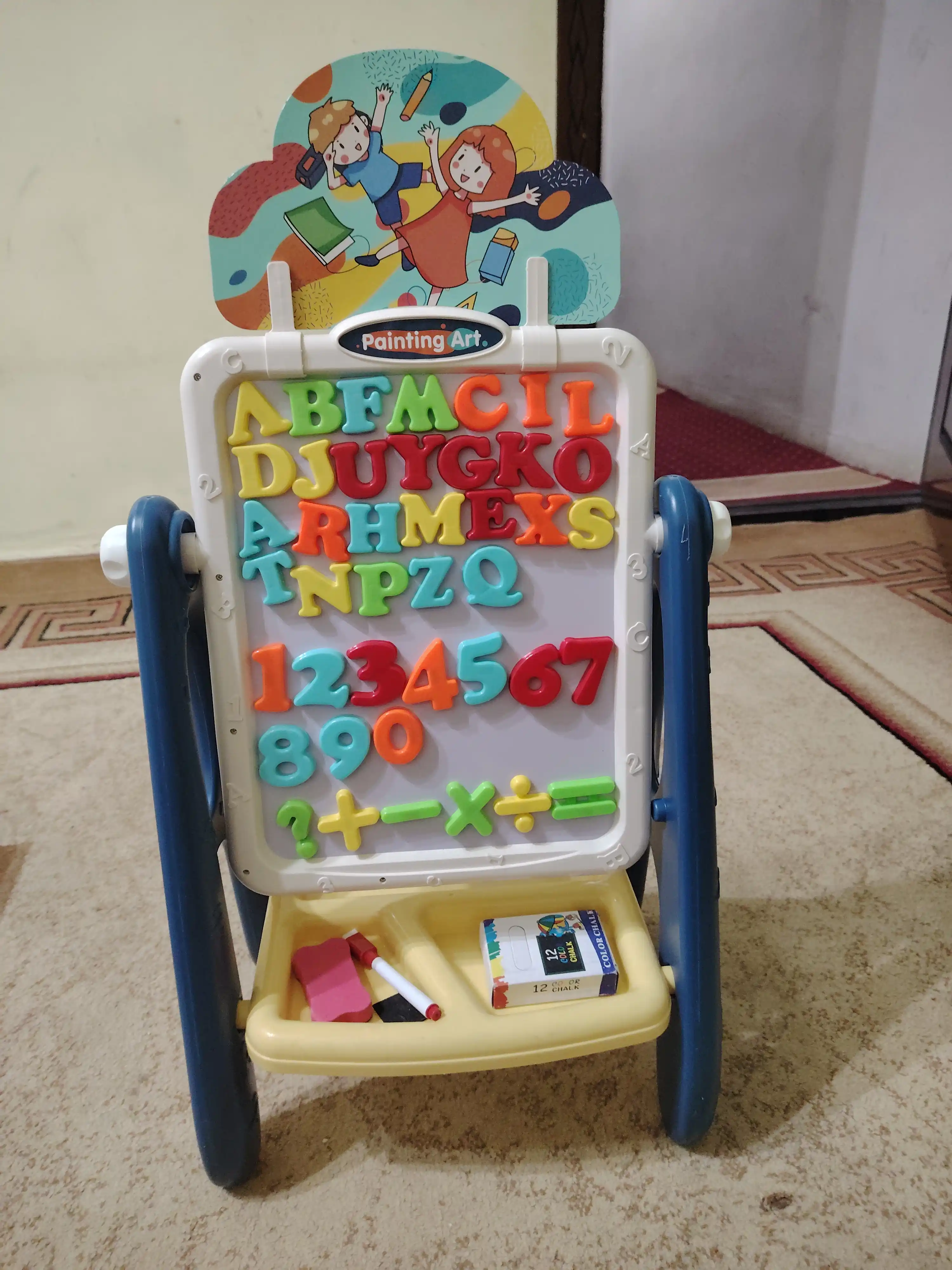 Rasm chizish uchun molbert doskasi, bolalar uchun, ikki tomonlama,markeli, melli, magnitli