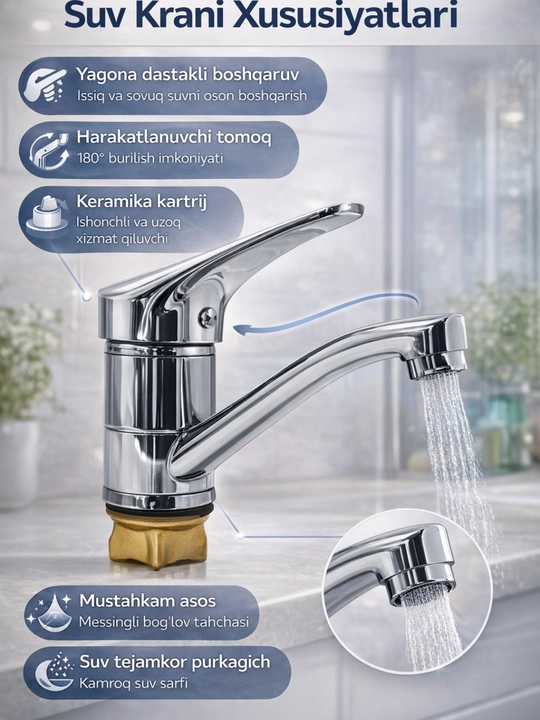 Смеситель AQUA Chrome Kitchen Mixer Tap