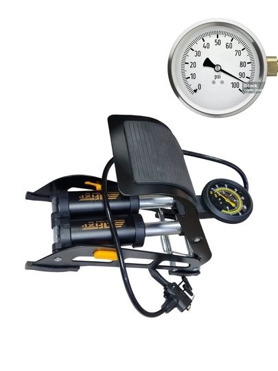 Oyoq nasosi, bir va ikki silindrli, manometr, AFIXS 55 * 115 mm