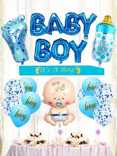 Набор фольгированных шаров-букв "BABY GIRL" и "BABY BOY" и воздушных шаров для детей