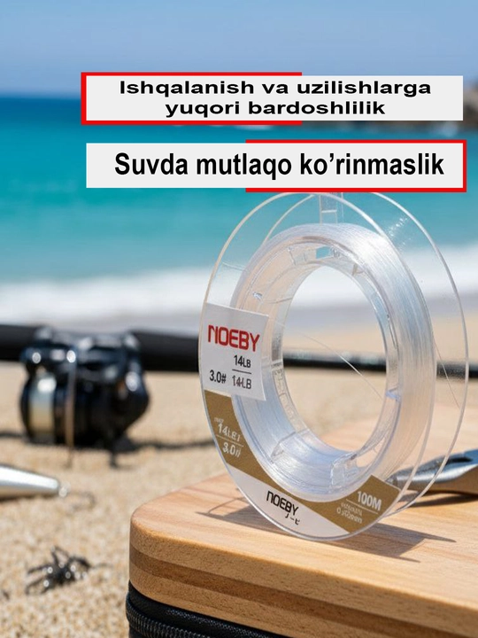 Flyuorokarbon leska NOEBY Nonsuch — 100% Yaponiya xomashyosi, 100 metr - 