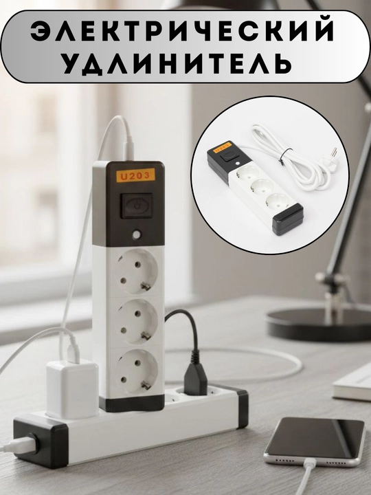 "Tarmoq filtri, 3 ta rozetka , uzaytirgich, kabel 3-5 m." - 