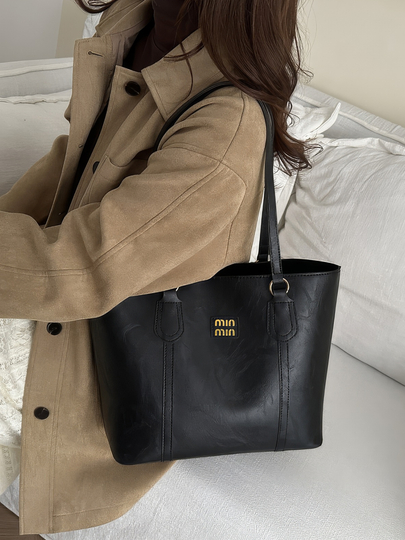 Ayollar uchun ZARMINA Classic tote sumkasi, eko-charm, qora, keng