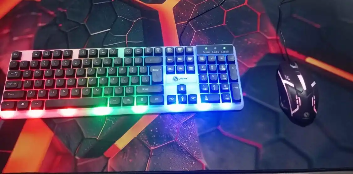 Simli mexanik klaviatura va sichqoncha, o'yin va ofis uchun RGB yoritgichli, shovqinsiz