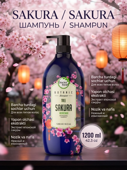 Doctor Fresh "Botanic Terrace" shampuni, barcha turdagi sochlar uchun, 1200 ml