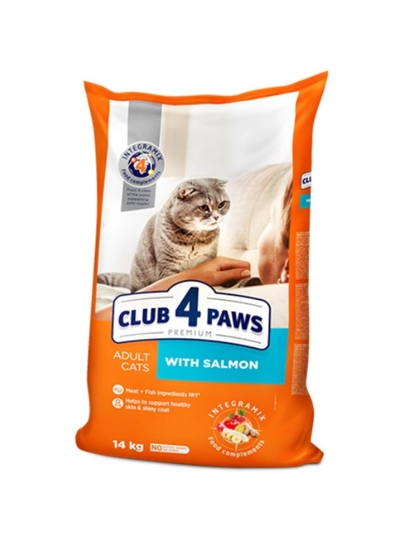 Корм сухой для кошек Club 4 Paws Adult Salmon, 14 кг, с лососем