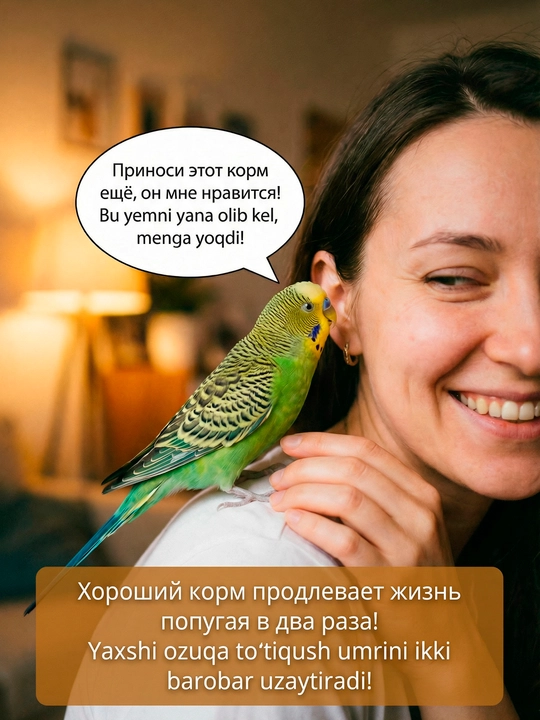 Корм для волнистых попугаев, 1 кг, в вакуумной упаковке
