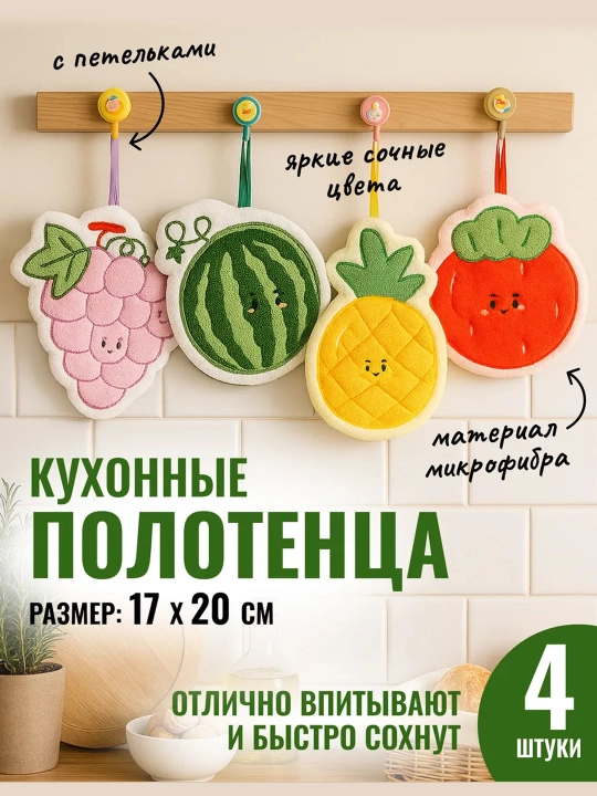 Многоразовые кухонные полотенца, салфетки для уборки, 3 шт,  впитывающие - 